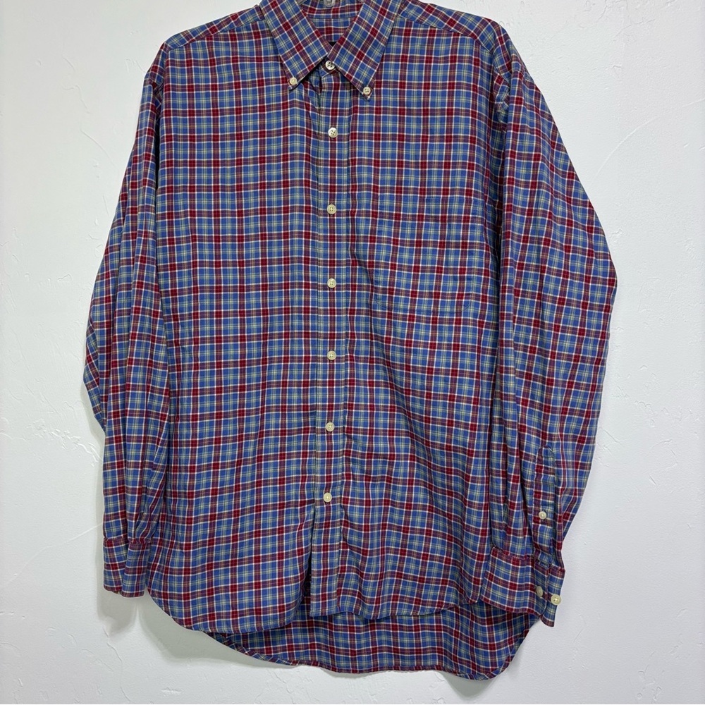 Austin Reed London Men's Large Plaid Button Front Long Sleeve Shirt Cotton